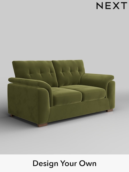 Plush Velvet Easy Clean/Mid Olive Green Hayden Buttoned Back (H37113) | £1,125