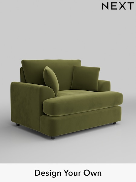 Plush Velvet Easy Clean/Mid Olive Green Parker Platform (H37115) | £975