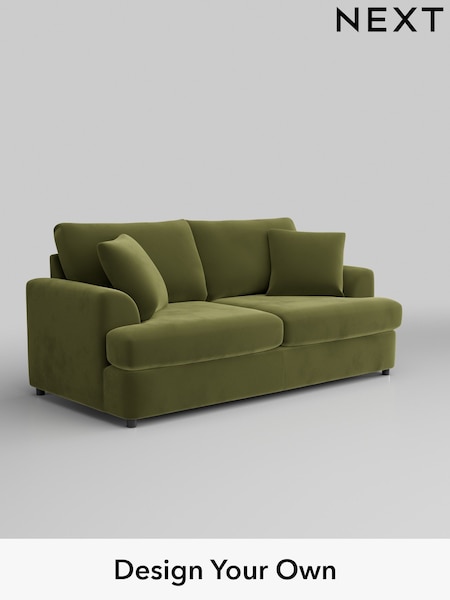 Plush Velvet Easy Clean/Mid Olive Green Parker Platform (H37115) | £1,275
