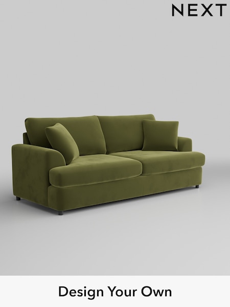 Plush Velvet Easy Clean/Mid Olive Green Parker Platform (H37115) | £1,375