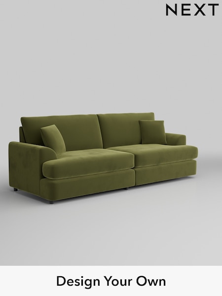 Plush Velvet Easy Clean/Mid Olive Green Parker Platform (H37115) | £1,475