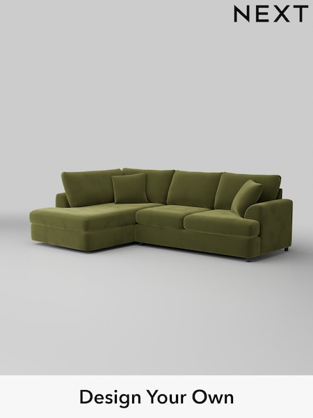 Plush Velvet Easy Clean/Mid Olive Green Parker Platform (H37115) | £2,250