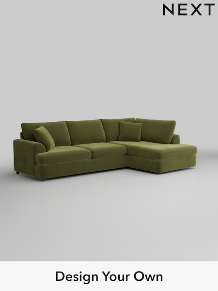 Plush Velvet Easy Clean/Mid Olive Green Parker Platform (H37115) | £2,350