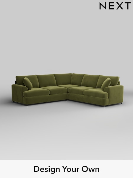 Plush Velvet Easy Clean/Mid Olive Green Parker Platform (H37115) | £2,725