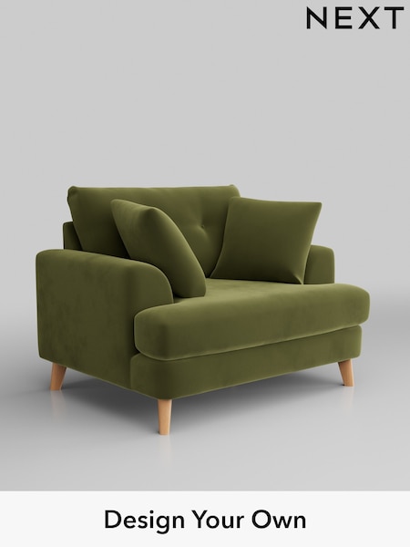 Plush Velvet Easy Clean/Mid Olive Green Parker Buttoned Back (H37116) | £1,025