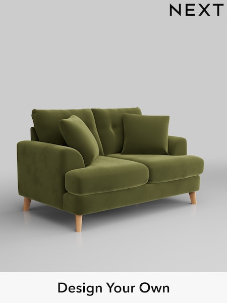 Plush Velvet Easy Clean/Mid Olive Green Parker Buttoned Back (H37116) | £1,225