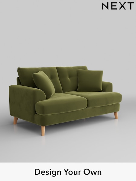 Plush Velvet Easy Clean/Mid Olive Green Parker Buttoned Back (H37116) | £1,325