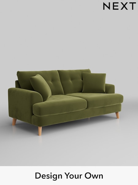 Plush Velvet Easy Clean/Mid Olive Green Parker Buttoned Back (H37116) | £1,425