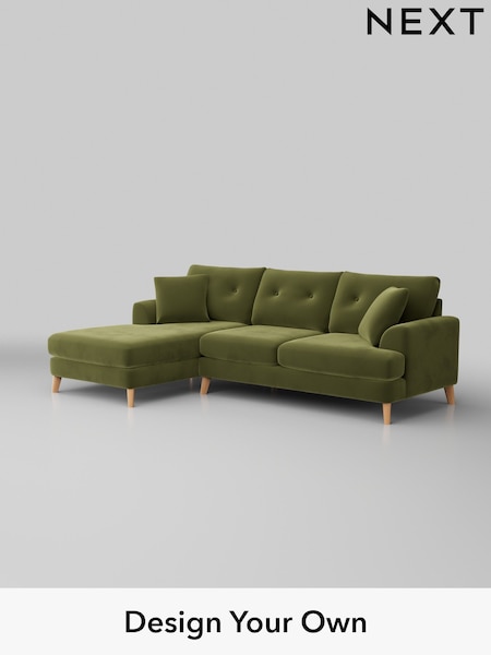 Plush Velvet Easy Clean/Mid Olive Green Parker Buttoned Back (H37116) | £2,199