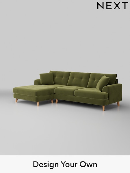 Plush Velvet Easy Clean/Mid Olive Green Parker Buttoned Back (H37116) | £2,350