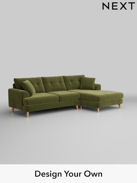 Plush Velvet Easy Clean/Mid Olive Green Parker Buttoned Back (H37116) | £2,350
