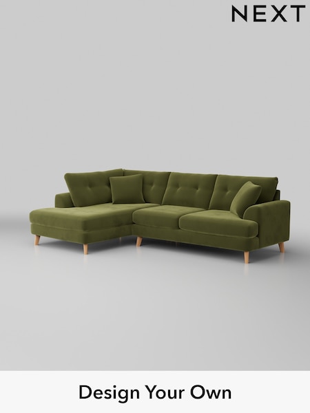 Plush Velvet Easy Clean/Mid Olive Green Parker Buttoned Back (H37116) | £2,325