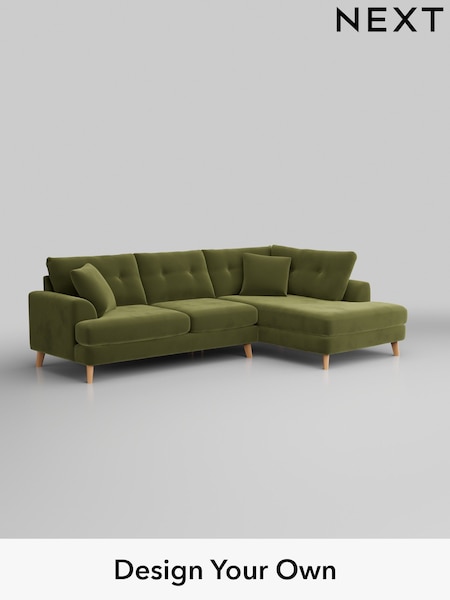 Plush Velvet Easy Clean/Mid Olive Green Parker Buttoned Back (H37116) | £2,325