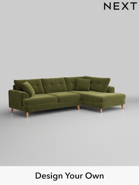 Plush Velvet Easy Clean/Mid Olive Green Parker Buttoned Back (H37116) | £2,425