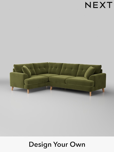 Plush Velvet Easy Clean/Mid Olive Green Parker Buttoned Back (H37116) | £2,375