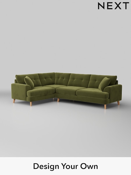 Plush Velvet Easy Clean/Mid Olive Green Parker Buttoned Back (H37116) | £2,475