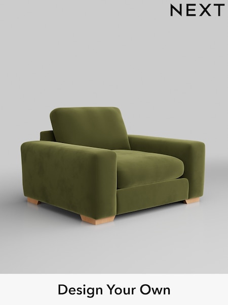 Plush Velvet Easy Clean/Mid Olive Green Houghton Deep Relaxed Sit (H37117) | £1,025