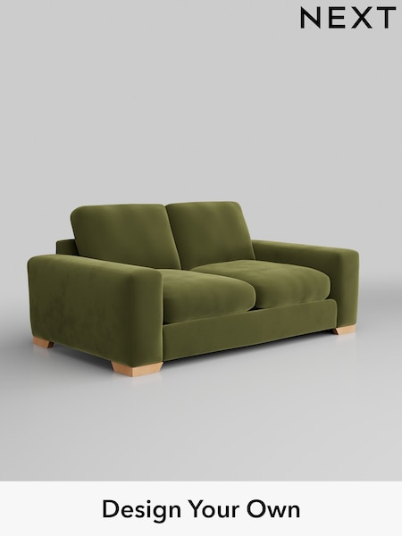 Plush Velvet Easy Clean/Mid Olive Green Houghton Deep Relaxed Sit (H37117) | £1,325