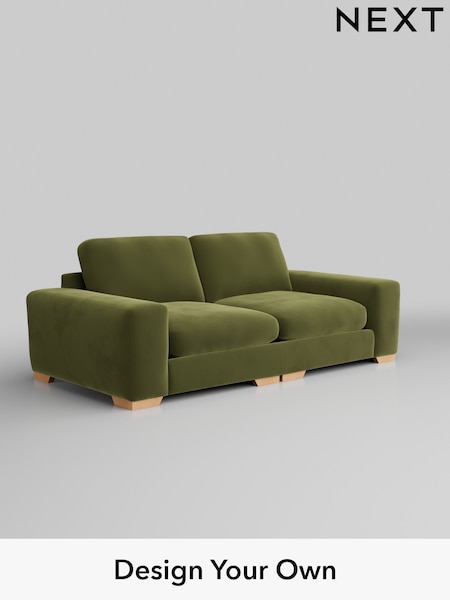 Plush Velvet Easy Clean/Mid Olive Green Houghton Deep Relaxed Sit (H37117) | £1,525