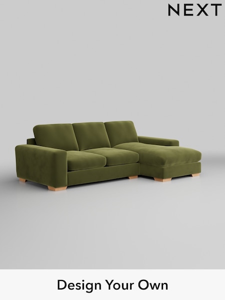 Plush Velvet Easy Clean/Mid Olive Green Houghton Deep Relaxed Sit (H37117) | £2,125