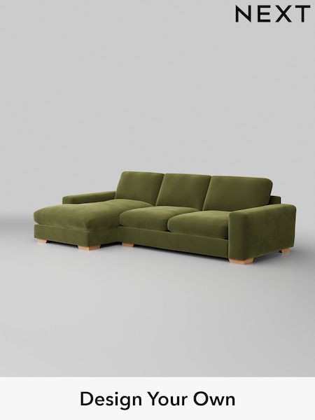 Plush Velvet Easy Clean/Mid Olive Green Houghton Deep Relaxed Sit (H37117) | £2,325
