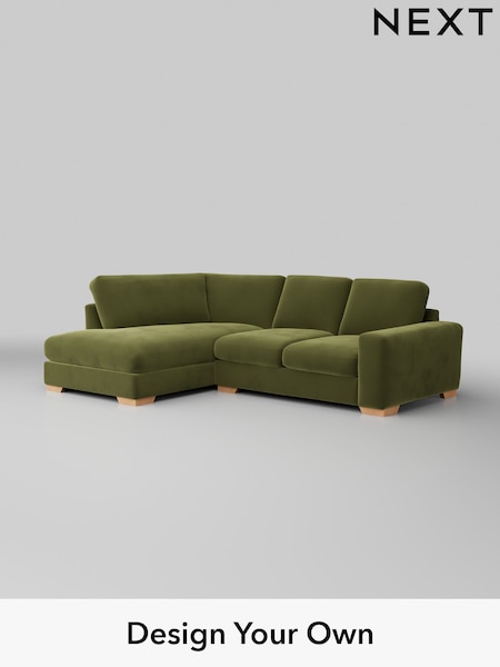 Plush Velvet Easy Clean/Mid Olive Green Houghton Deep Relaxed Sit (H37117) | £2,150