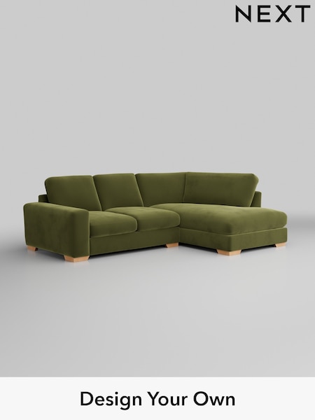 Plush Velvet Easy Clean/Mid Olive Green Houghton Deep Relaxed Sit (H37117) | £2,150