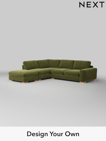 Plush Velvet Easy Clean/Mid Olive Green Houghton Deep Relaxed Sit (H37117) | £2,675