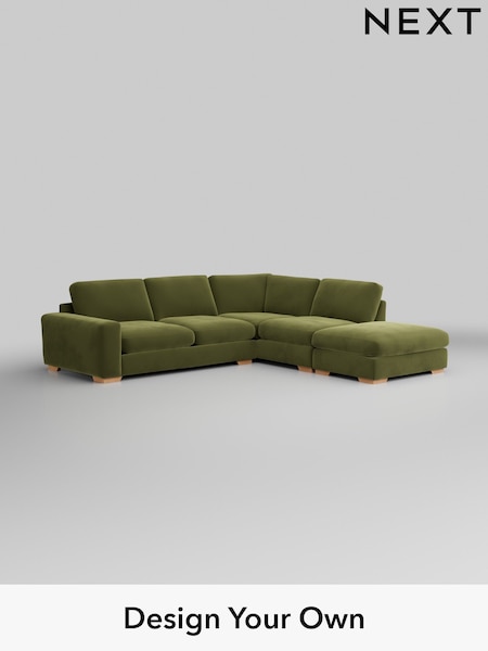 Plush Velvet Easy Clean/Mid Olive Green Houghton Deep Relaxed Sit (H37117) | £2,675