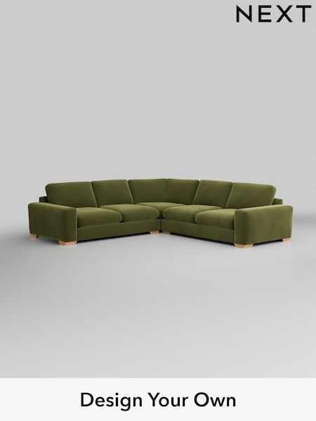 Plush Velvet Easy Clean/Mid Olive Green Houghton Deep Relaxed Sit (H37117) | £2,925