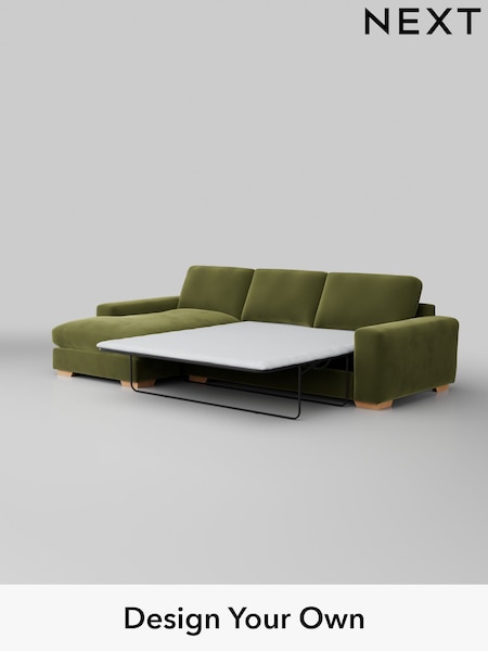 Plush Velvet Easy Clean/Mid Olive Green Houghton Deep Relaxed Sit (H37117) | £2,825