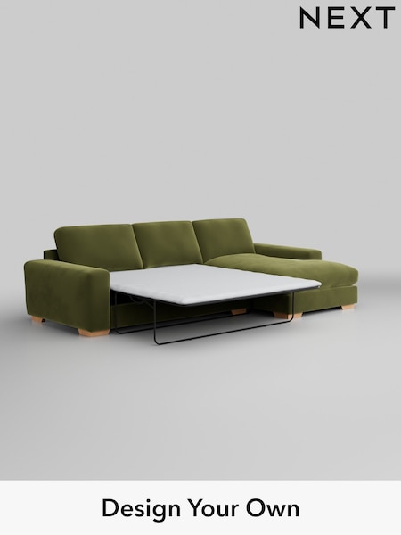 Plush Velvet Easy Clean/Mid Olive Green Houghton Deep Relaxed Sit (H37117) | £2,825