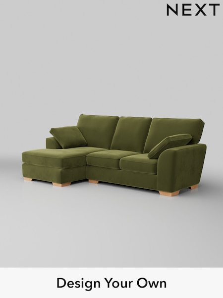 Plush Velvet Easy Clean/Mid Olive Green Stamford (H37120) | £1,799