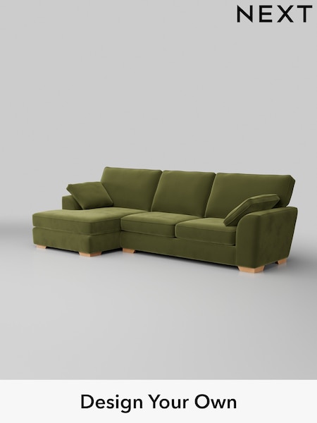 Plush Velvet Easy Clean/Mid Olive Green Stamford (H37120) | £1,950