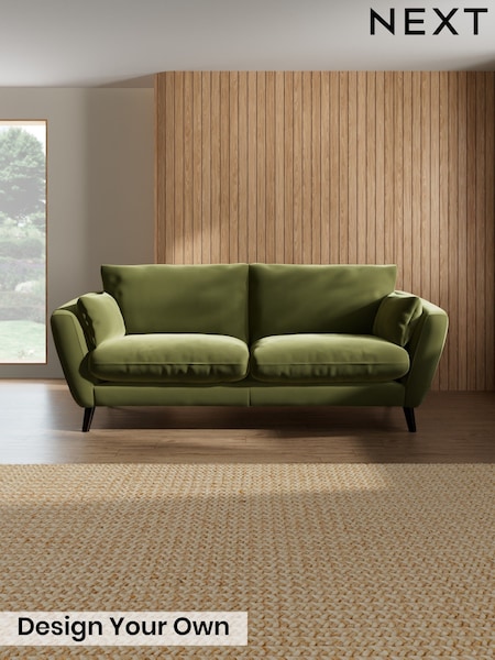 Plush Velvet Easy Clean/Mid Olive Green - Orlo Relaxed Sit