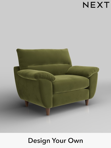 Plush Velvet Easy Clean/Mid Olive Green Elliot Highback (H37127) | £775