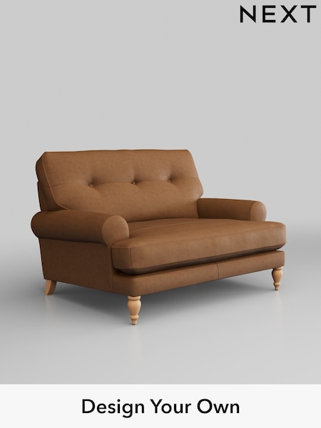 Antiqued Leather/Light Tan Brown Erin Buttoned Back Leather Deep Sit (H37387) | £1,699