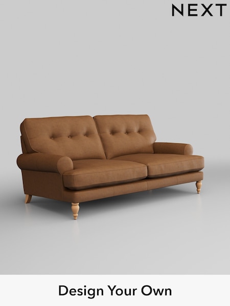 Antiqued Leather/Light Tan Brown Erin Buttoned Back Leather Deep Sit (H37387) | £2,099