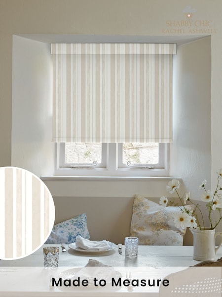 Shabby Chic by Rachel Ashwell® Natural Watercolour Stripe Made to Measure Blackout Roller Blind (H37460) | £73