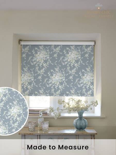 Shabby Chic by Rachel Ashwell® Dusky Blue Garden Floral Made to Measure Blackout Roller Blind (H37463) | £73