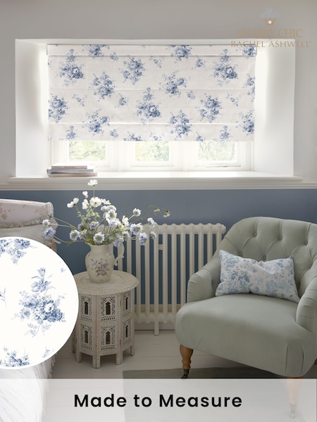 Shabby Chic by Rachel Ashwell® China Blue Sunbleached Floral Made to Measure Roman Blind (H37470) | £79