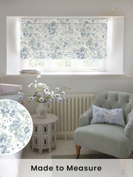 Shabby Chic by Rachel Ashwell® Blue Romantic Rose Made to Measure Roman Blind (H37474) | £79