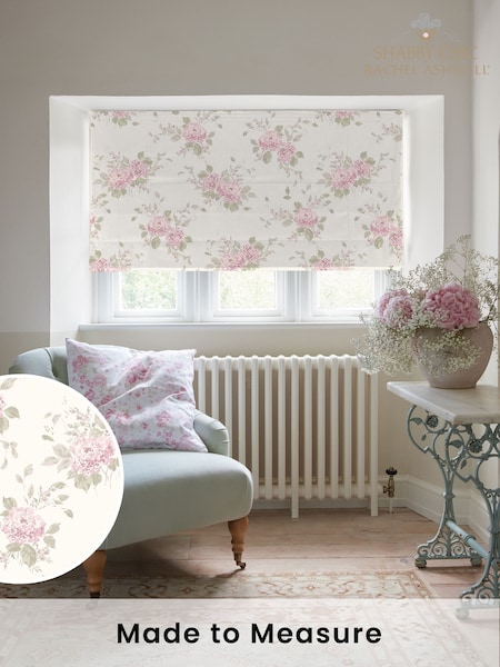 Shabby Chic by Rachel Ashwell® Powder Pink Belle Hydrangea Made to Measure Roman Blind (H37475) | £89