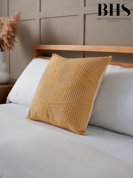 BHS Ochre Cross Check Jacquard Cushion (H37488) | £16