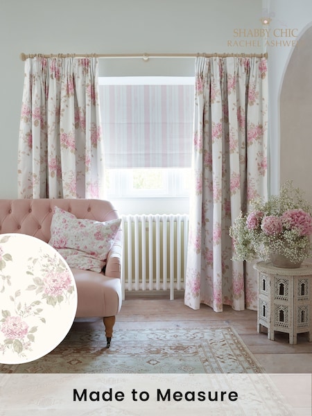 Shabby Chic by Rachel Ashwell® Powder Pink Belle Hydrangea Made to Measure Curtains (H37495) | £109