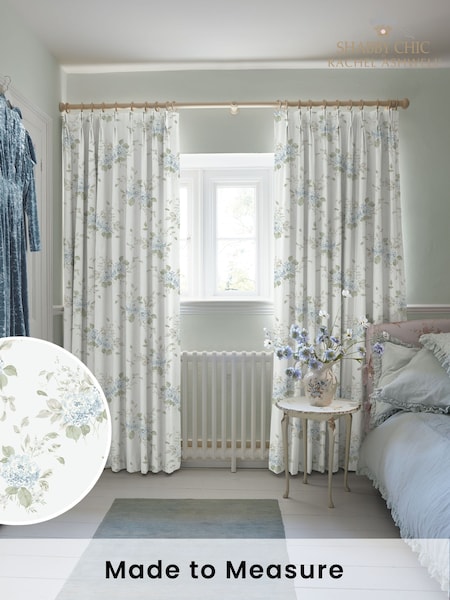 Shabby Chic by Rachel Ashwell® Duck Egg Blue Belle Hydrangea Made to Measure Curtains (H37499) | £109