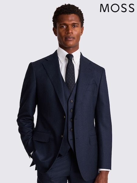MOSS Blue Italian Tailored Fit Plain Jacket (H37516) | £319