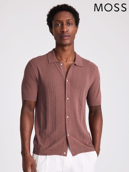MOSS Purple Boucle Pointelle Button Through Shirt (H37518) | £60