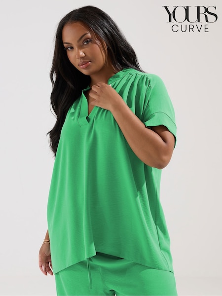 Yours Curve Green V-Neck Co-Ord Top (H37673) | £27
