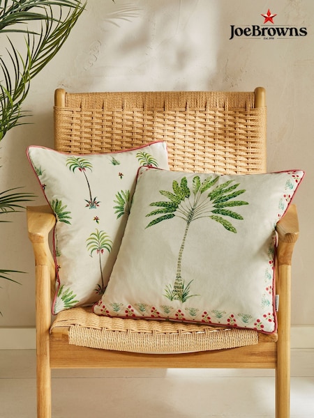 Joe Browns Cream Palm Tree Velvet Reversible Cushion (H37718) | £30